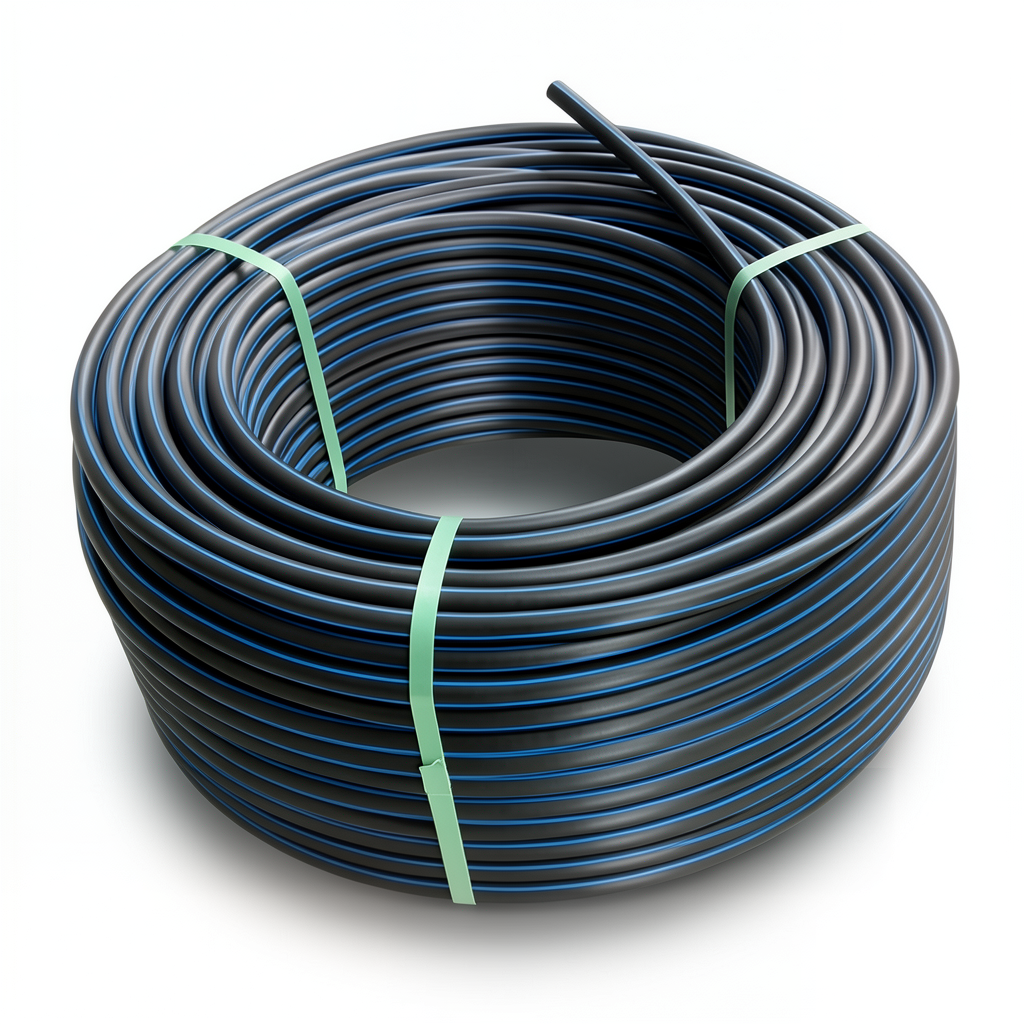 HDPE Coil Pipe Pressure 10 Bar PE 100 OD 125 mm SDR 17 Black Blue Stripes