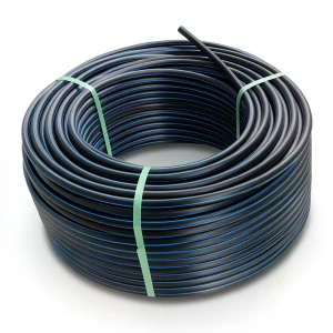 HDPE Plastic Coil Pipe PN 16 Bar PE 100 OD 140 mm SDR 11 Black with Blue Stripes