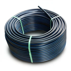 HDPE Plastic Coil Pipe Nominal Pressure 20 Bar PE 100 OD 16 mm SDR 9 Black with Blue Stripes