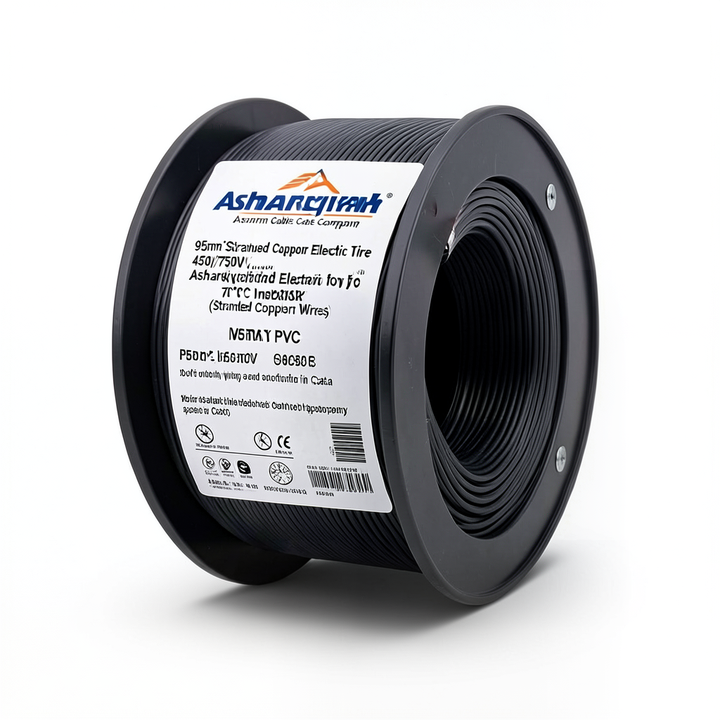 سلك كهرباء نحاس مجدول 95 مم2، 450/750 فولت، عزل PVC 70°C، لون اسود | شركة كابلات الشرقية للصناعة