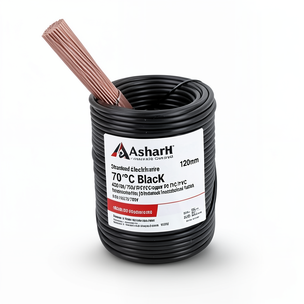 لفة سلك كهرباء نحاس مجدول 120 مم 450/750 فولت معزول PVC 70°C لون اسود | شركة كابلات الشرقية للصناعة