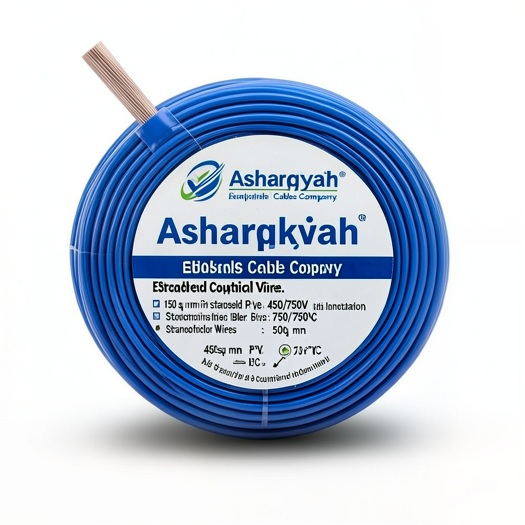 سلك كهرباء نحاس مجدول 150 مم2 450/750 فولت، عزل PVC 70°C، لون أزرق | شركة كابلات الشرقية للصناعة