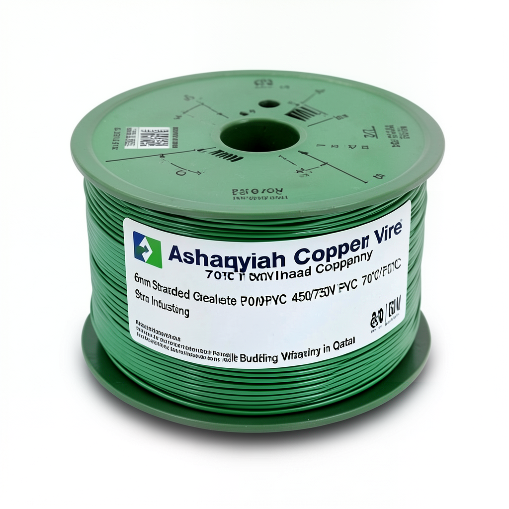 سلك مجدول نحاس 6 مم 450/750 فولت معزول PVC 70°C لون اخضر | شركة كابلات الشرقية للصناعة