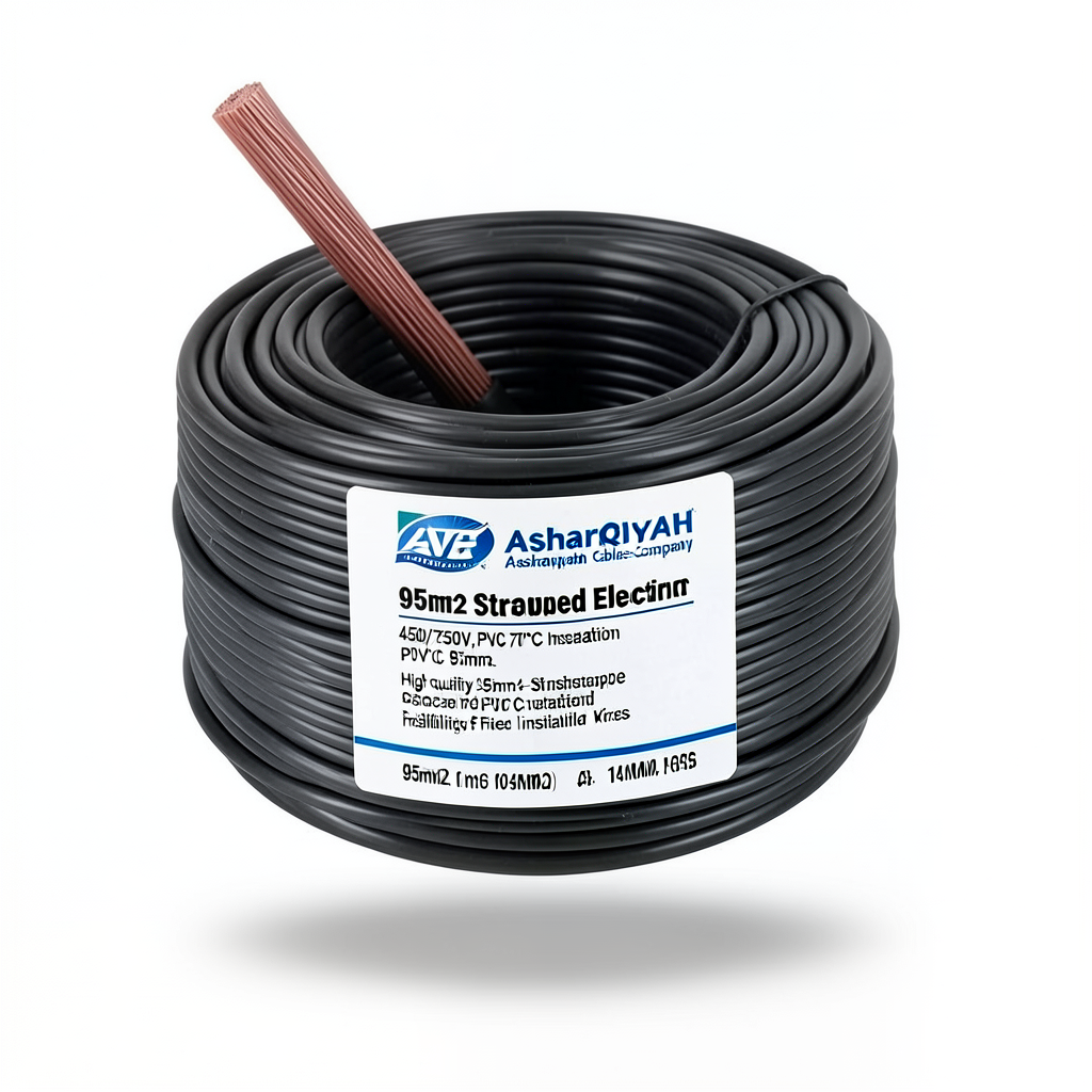 95mm2 Stranded Copper Electric Wire, 450/750V, PVC 70°C Insulation, Black | Asharqiyah Cables Company for Industry