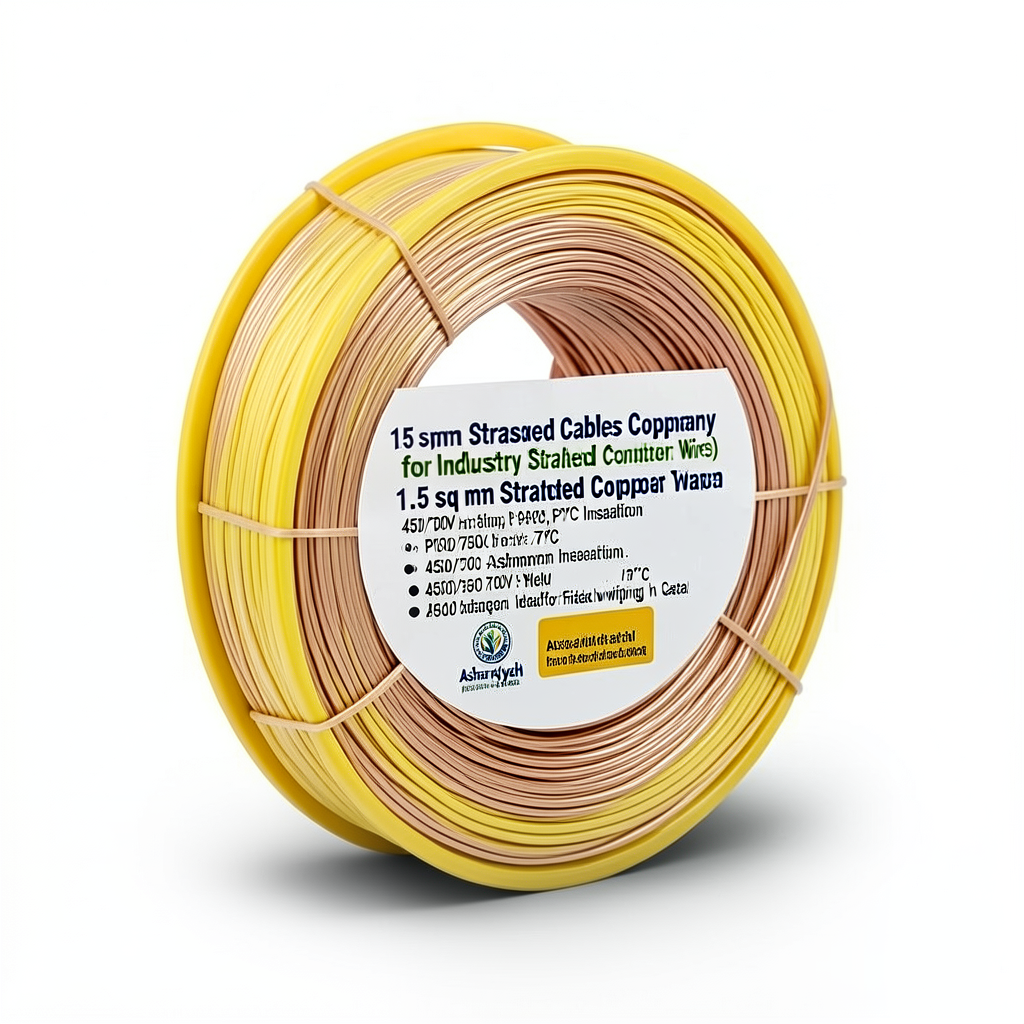 1.5 sq mm Stranded Copper Wire, 450/750V, PVC 70°C Insulation, Yellow | Asharqiyah Cables Company for Industry