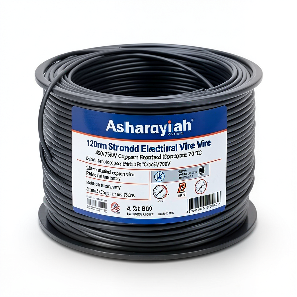 120mm Stranded Electrical Wire 450/750V Copper PVC 70°C Black | Asharqiyah Cables Company for Industry