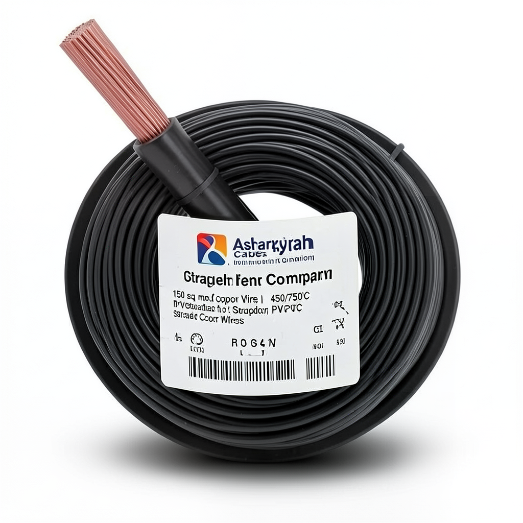 سلك نحاس مجدول 150 مم2، 450/750 فولت، عزل PVC 70°C، لون اسود | شركة كابلات الشرقية للصناعة