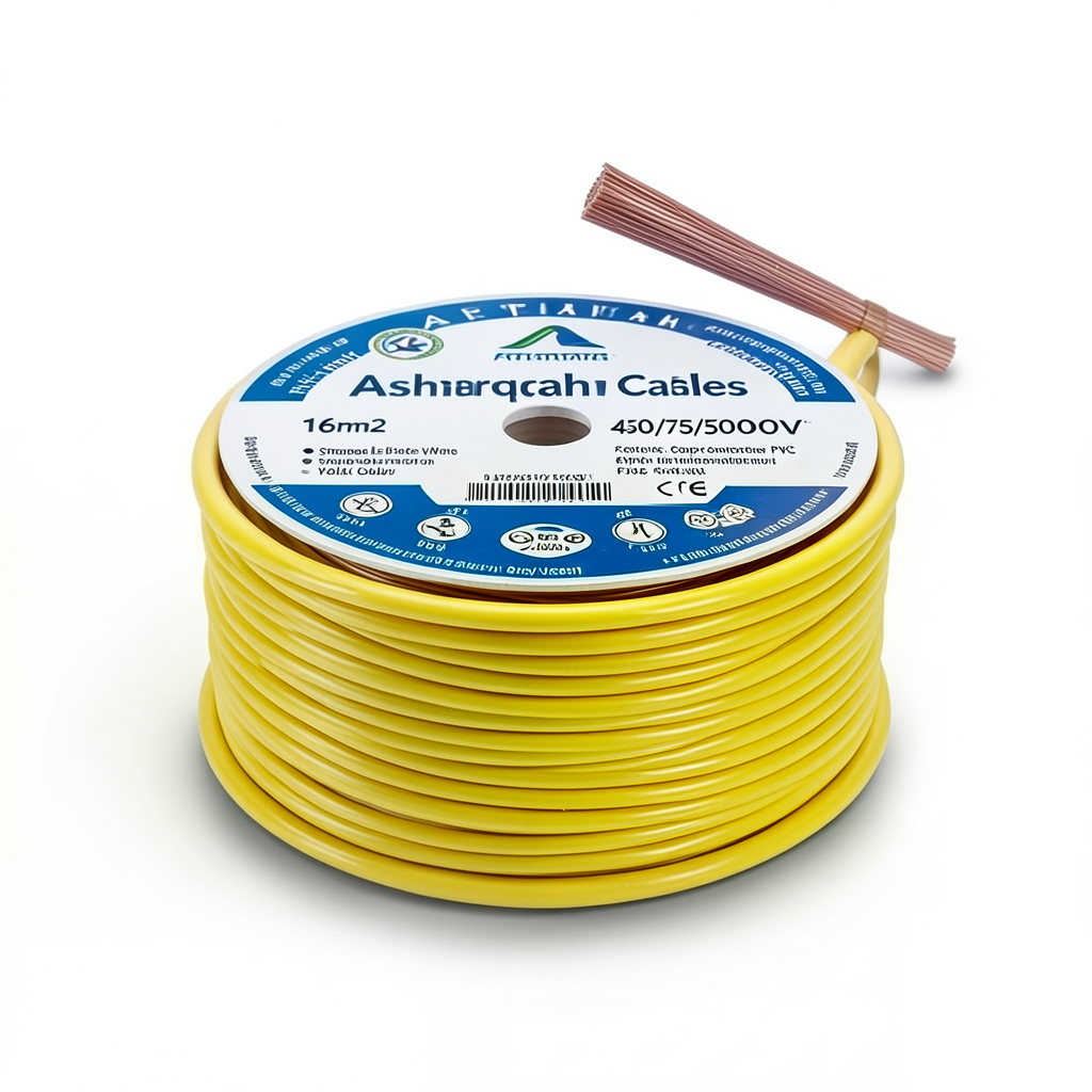 سلك كهرباء نحاس مجدول 16 مم2 450/750 فولت، معزول (PVC 70°C)، لون اصفر | شركة كابلات الشرقية للصناعة