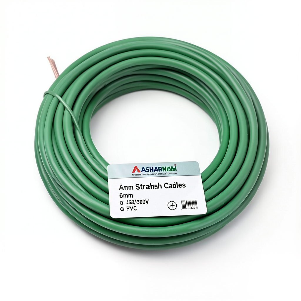 6mm Stranded Copper Wire 450/750V PVC 70°C Insulated Green | Asharqiyah Cables Company for Industry