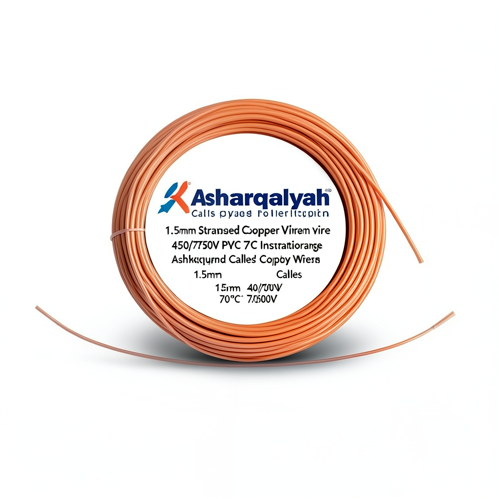 1.5mm Stranded Copper Wire 450/750V PVC 70°C Insulation Orange | Asharqiyah Cables Company for Industry