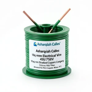 10sq mm Stranded Electrical Wire 450/750V Copper PVC 70°C Green | Asharqiyah Cables Company for Industry