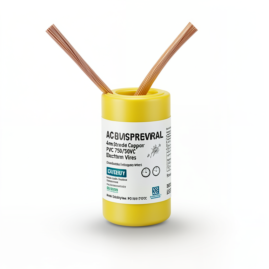 4mm Stranded Copper Electric Wire, 450/750V, PVC 70°C Insulation, Yellow | Asharqiyah Cables Company for Industry