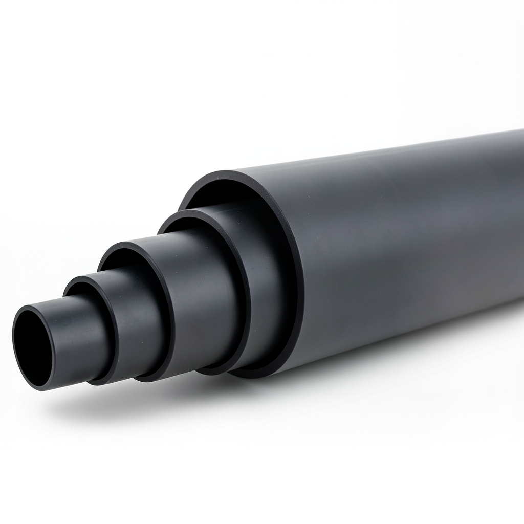 أنابيب بلاستيك HDPE ضغط عمل 12.5 بار PE 80، قطر خارجي 400 مم SDR 9، لون أسود
