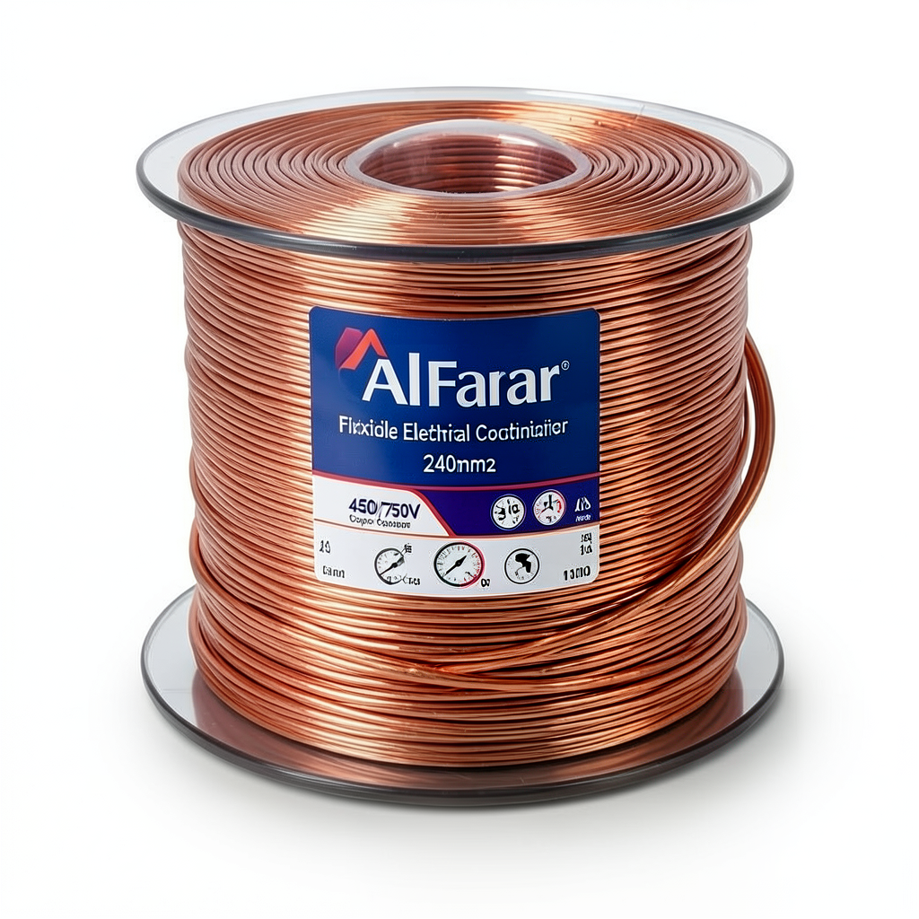 سلك كهرباء مرن 240 مم2 450/750 فولت، موصل نحاس، عزل PVC، طول 100 ياردة | شركة الفنار