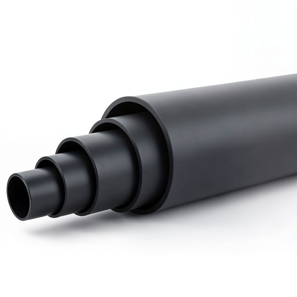 أنابيب HDPE ضغط 10 بار PE 80 حجم 630 مم SDR 11 لون أسود