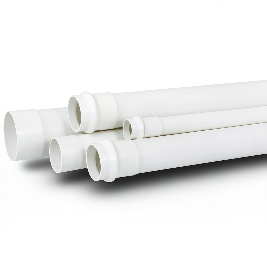 أنبوب UPVC SDR 34، قطر خارجي 110 مم، سماكة 3.8 مم، لون أبيض