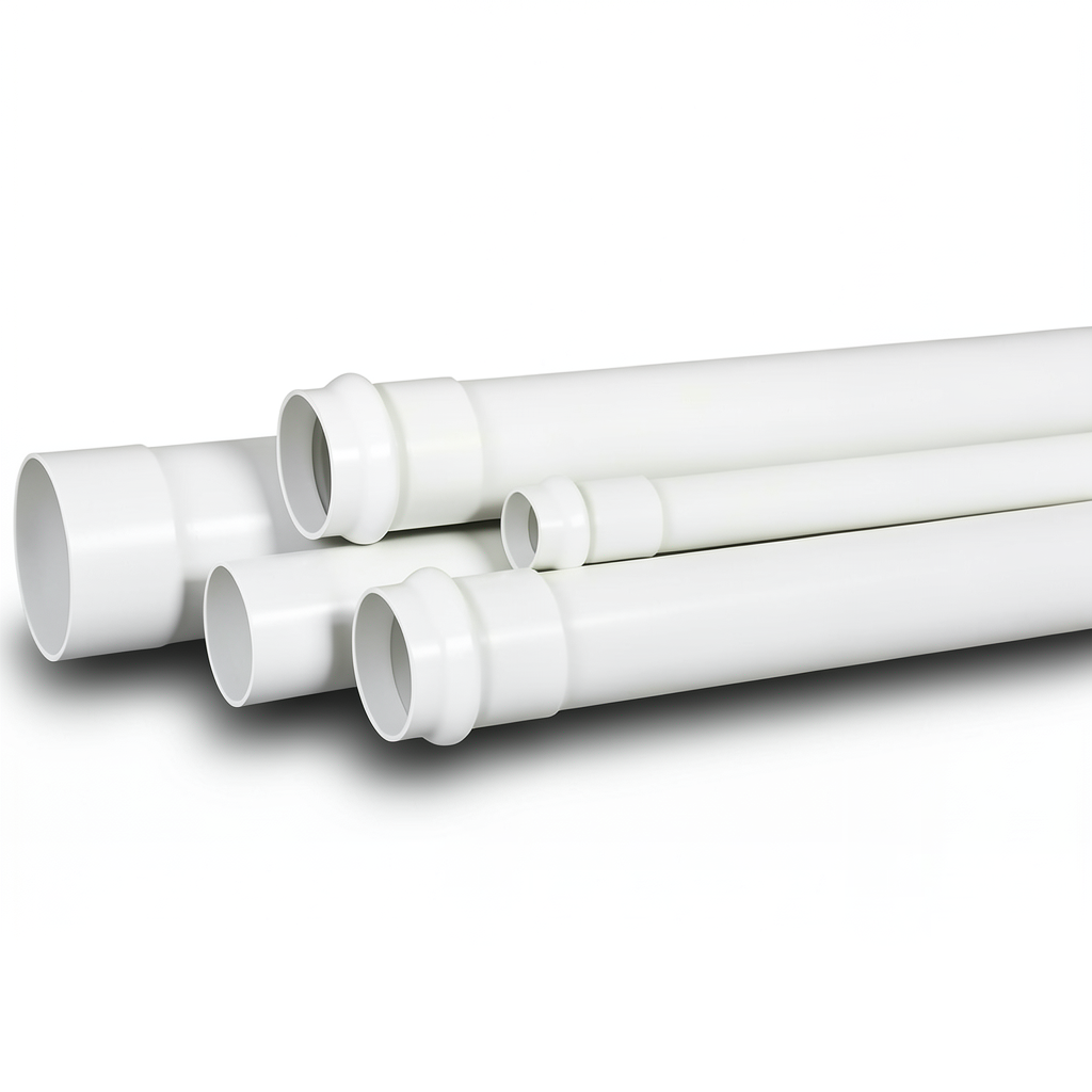 أنابيب UPVC SDR 34 قطر خارجي 250 مم سماكة 8.3 مم أبيض