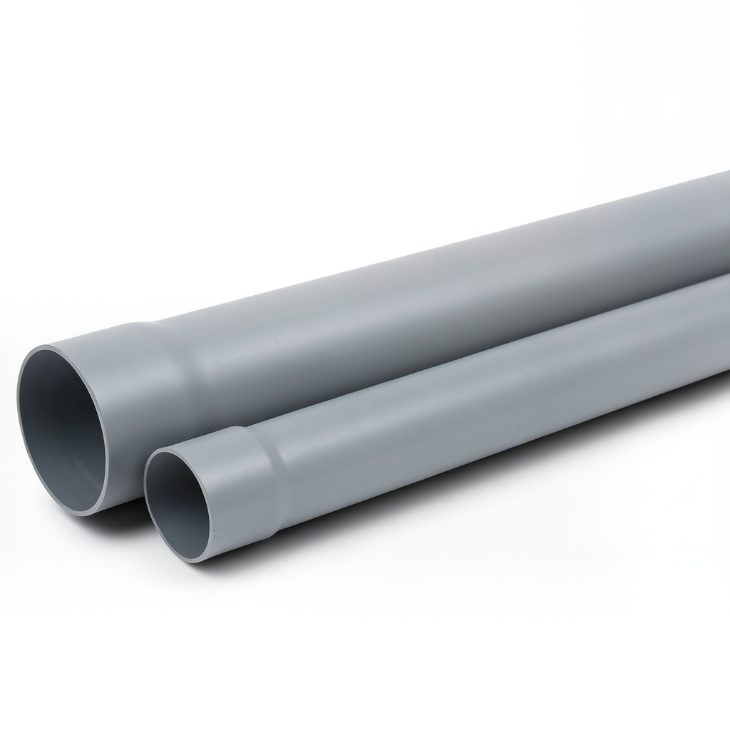 UPVC Plastic Pipe for Sewerage Systems PN 10 Bar Size 50 mm Thickness 2.4 mm Grey Color