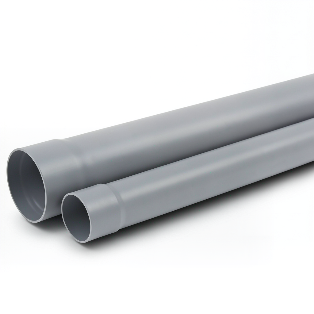 UPVC Plastic Pipe for Sewerage Systems 8 Bar Pressure 32 mm Diameter 1.5 mm Thickness Gray