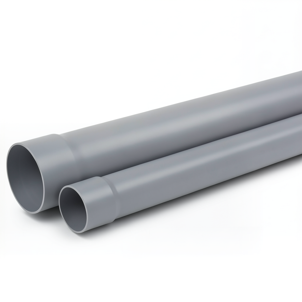 أنابيب بلاستيك UPVC لأنظمة الصرف الصحي ضغط 8 بار قطر خارجي 50 مم سماكة 2.0 مم لون رمادي