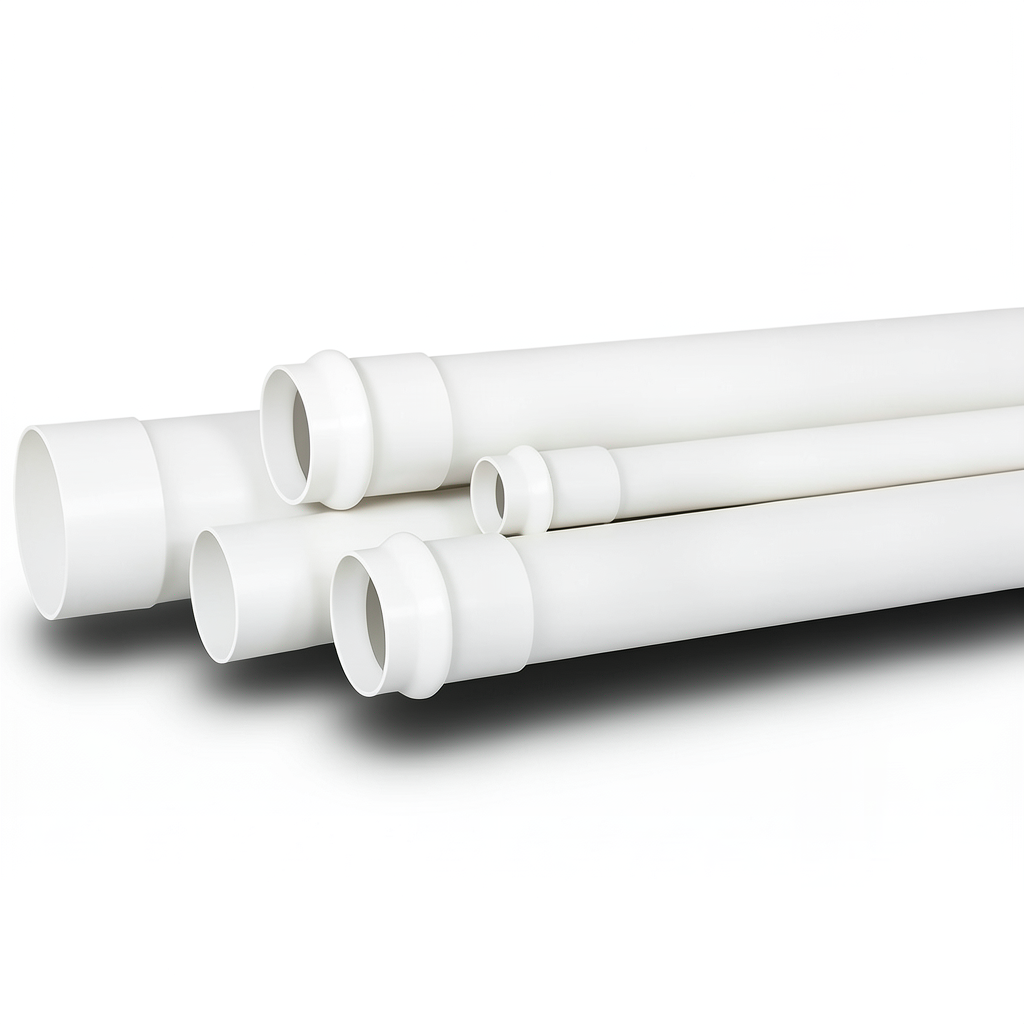 UPVC Plastic Pipe SDR 34 Size 200 mm Thickness 6.7 mm White