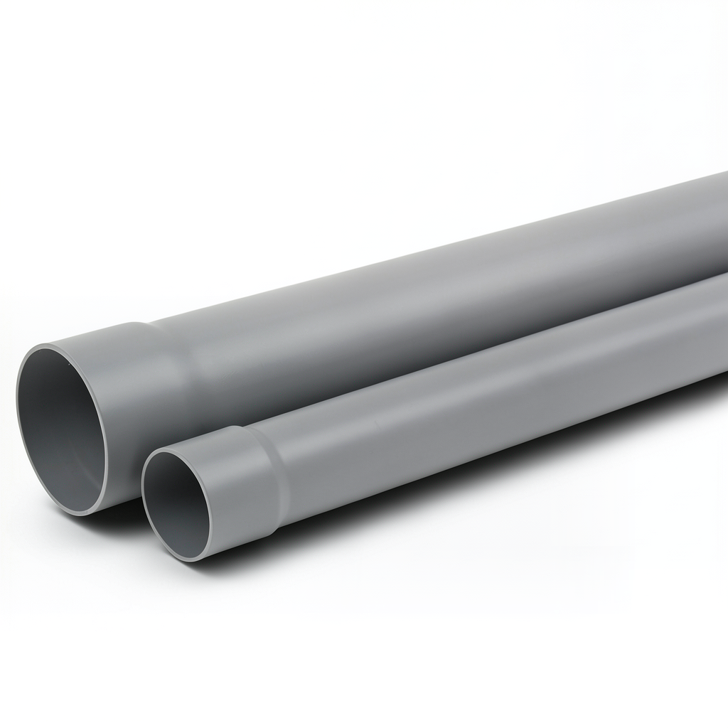 UPVC Plastic Pipe for Sewerage Systems PN 10 Bar Size 32 mm Thickness 1.6 mm Gray Color