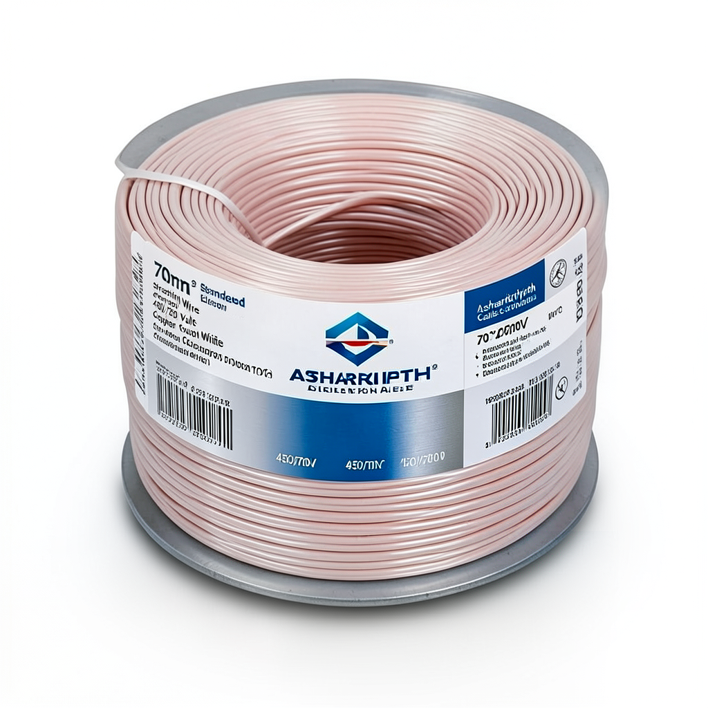 سلك كهرباء نحاس مجدول 70 مم2 450/750 فولت معزول PVC 70°C لون أبيض | شركة كابلات الشرقية للصناعة