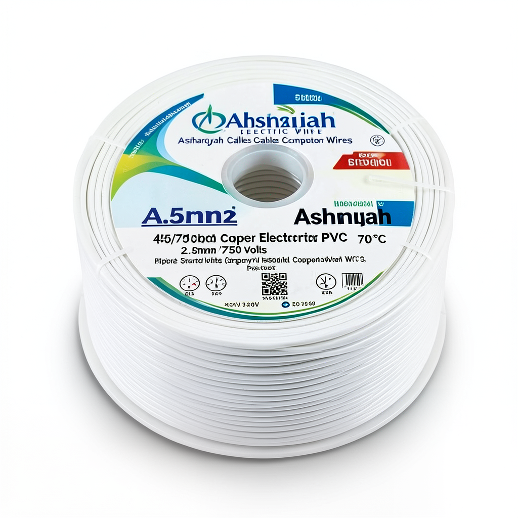 2.5mm2 Stranded Electric Wire 450/750 Volts Copper Conductor PVC 70°C White | Asharqiyah Cables Company for Industry