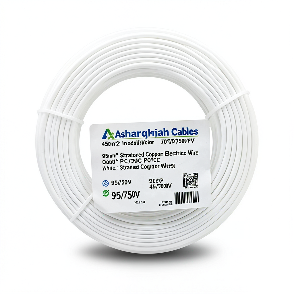 95mm2 Stranded Copper Electric Wire 450/750V PVC 70°C Insulation White | Asharqiyah Cables Company for Industry