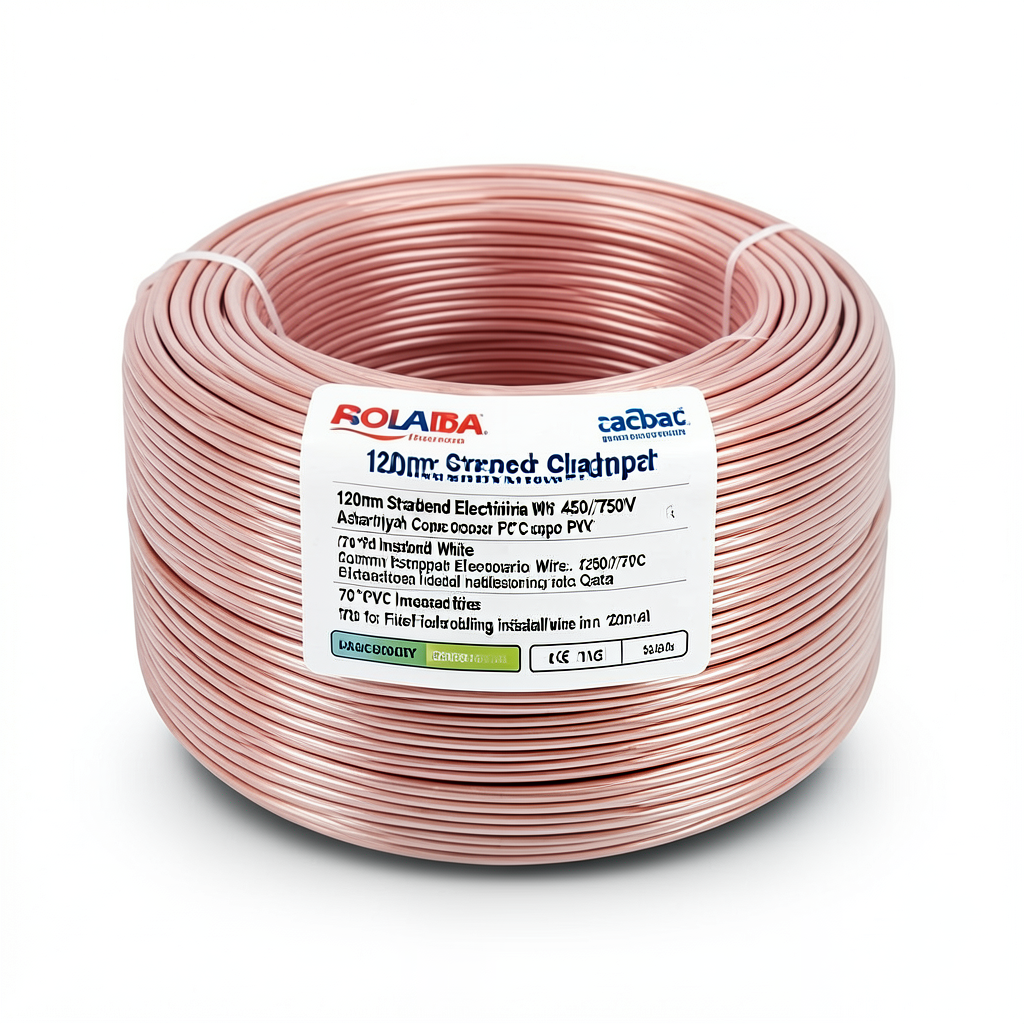 لفة سلك كهرباء نحاس مجدول 120 مم2 450/750 فولت عزل PVC 70°C لون ابيض | شركة كابلات الشرقية للصناعة