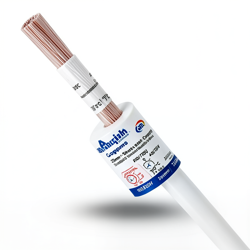 25mm² Stranded Copper Electric Wire, 450/750V, PVC 70°C Insulation, White | Asharqiyah Cables Company for Industry