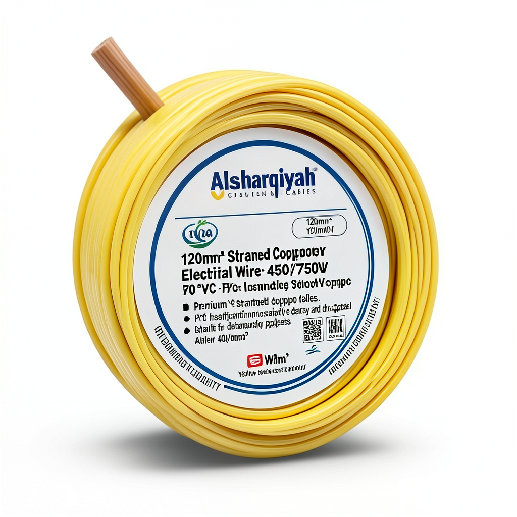 كابلات الشرقية سلك كهرباء نحاس مجدول 120 ملم² 450/750 فولت أصفر معزول PVC 70 درجة مئوية