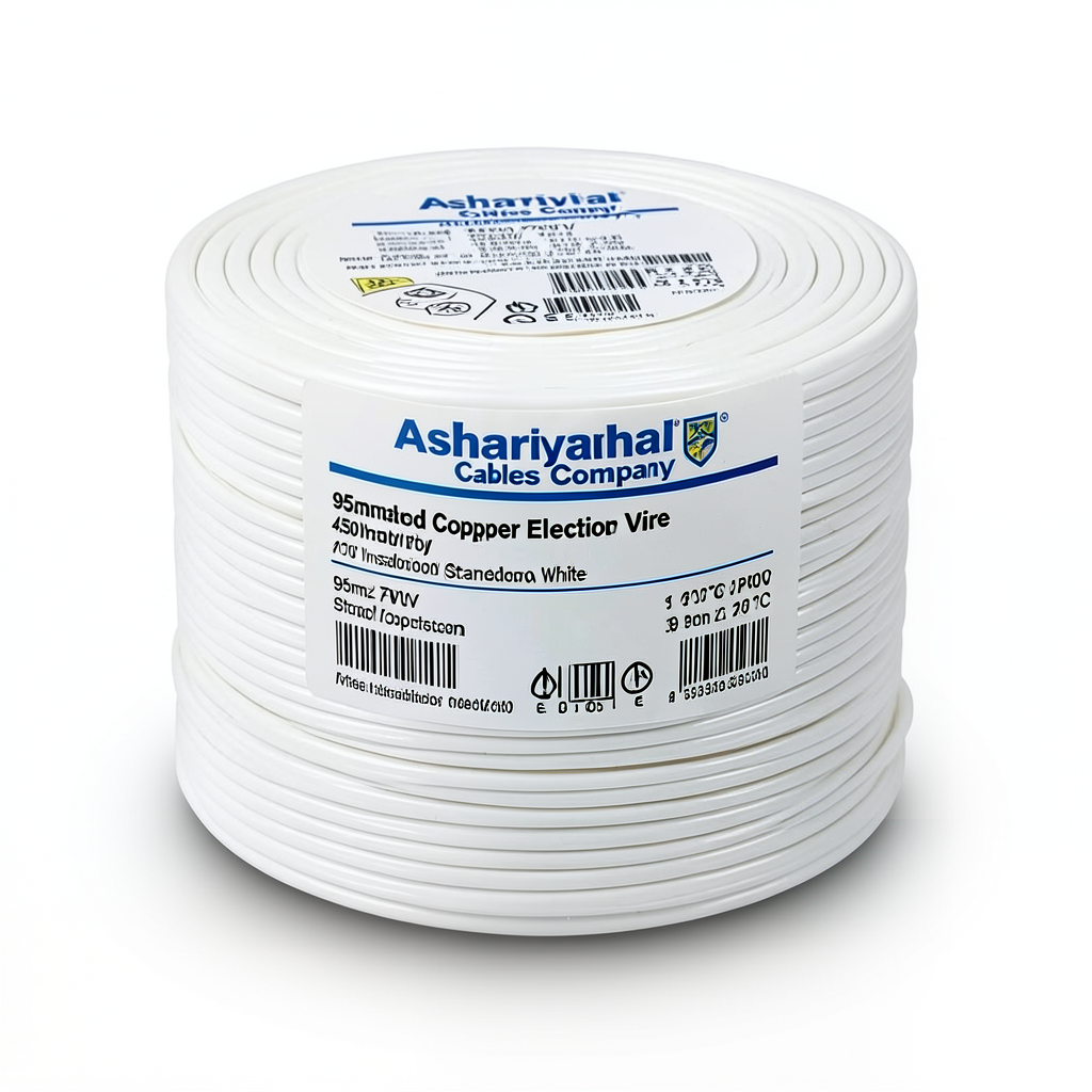سلك كهرباء نحاس مجدول 95 مم2 450/750 فولت عزل PVC 70°C لون أبيض | شركة كابلات الشرقية للصناعة