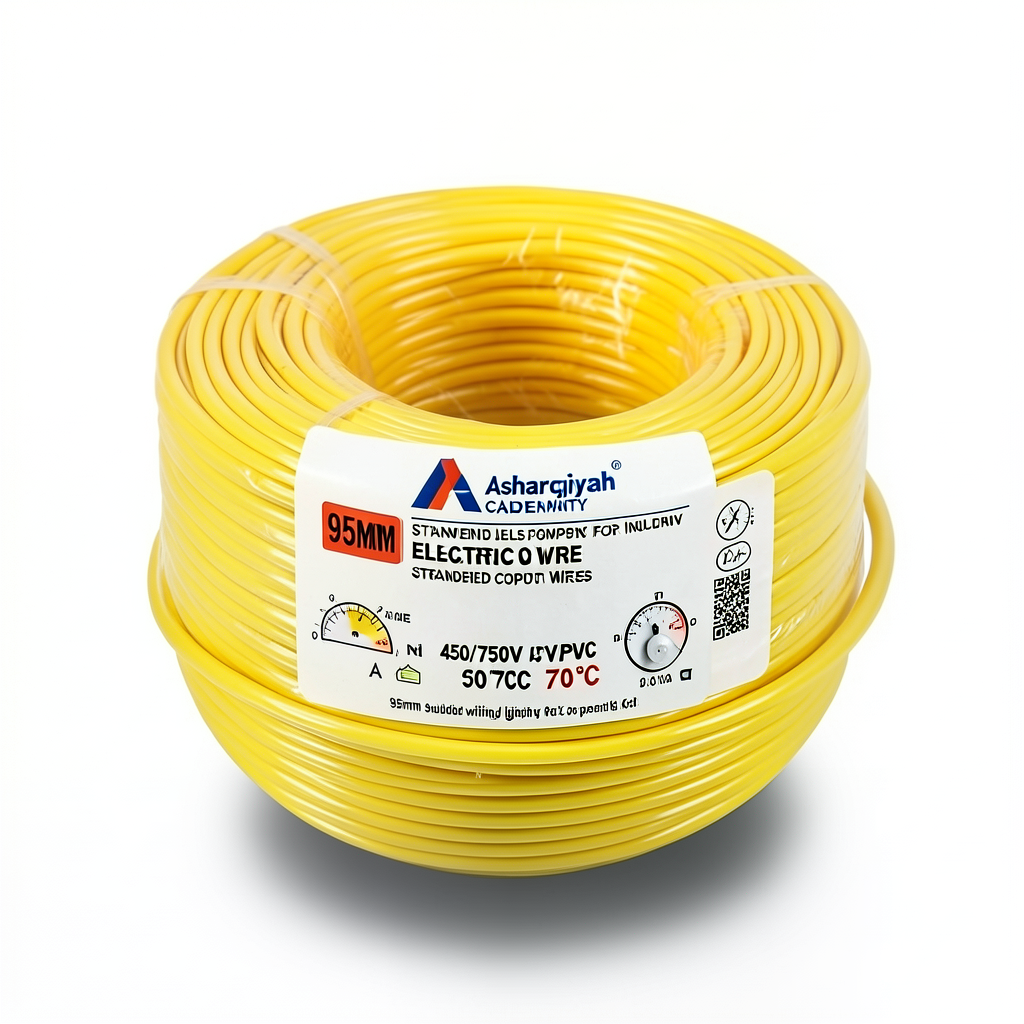 95mm Stranded Electric Wire 450/750V Copper PVC 70°C Yellow | Asharqiyah Cables Company for Industry