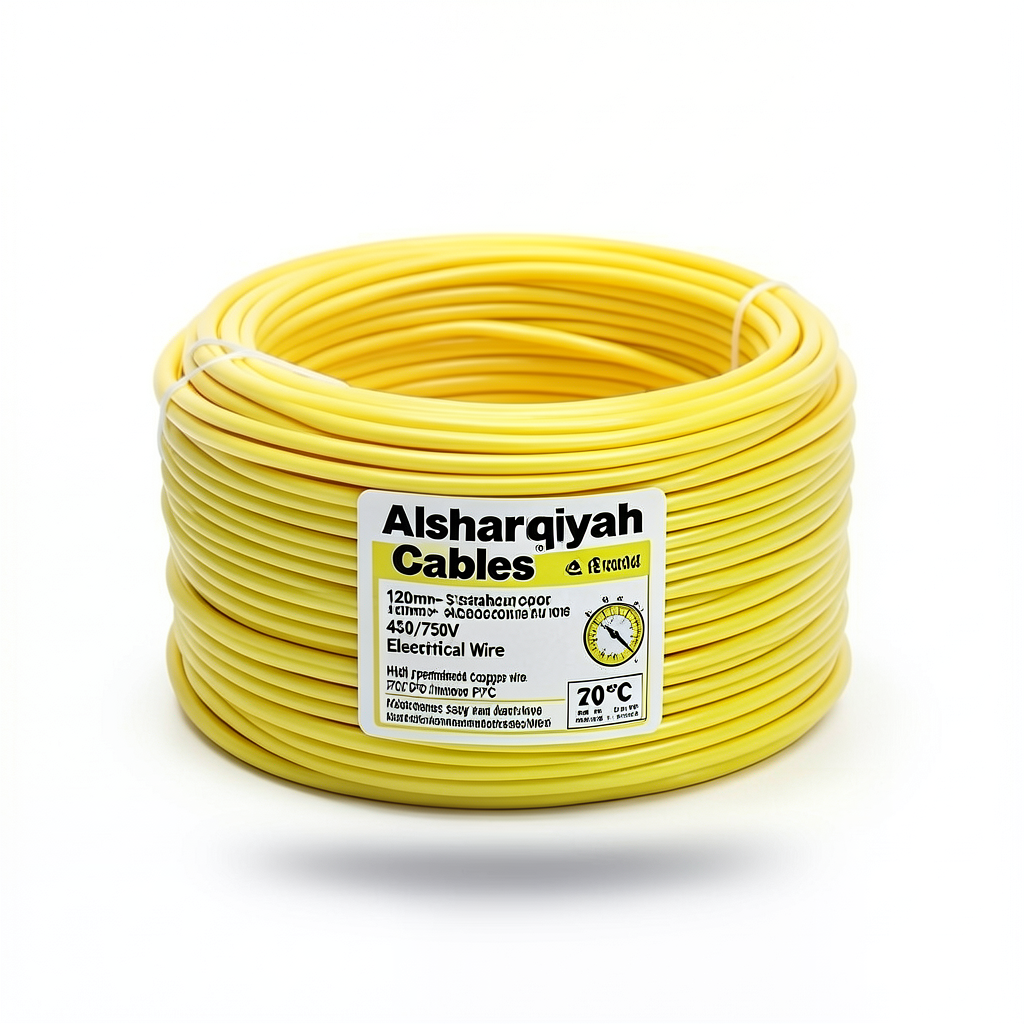 كابلات الشرقية سلك كهرباء نحاس مجدول 120 ملم² 450/750 فولت أصفر معزول PVC 70 درجة مئوية
