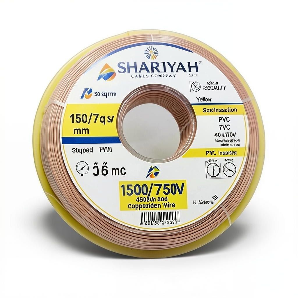 150 sq mm Stranded Copper Wire, 450/750V, PVC 70°C Insulation, Yellow | Asharqiyah Cables Company for Industry