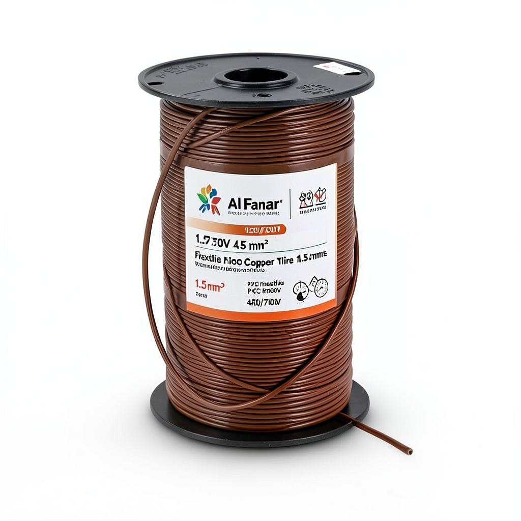 Flexible Copper Wire 1.5 mm² 450/750V PVC Insulation 0.7mm Thickness, Brown | Al Fanar