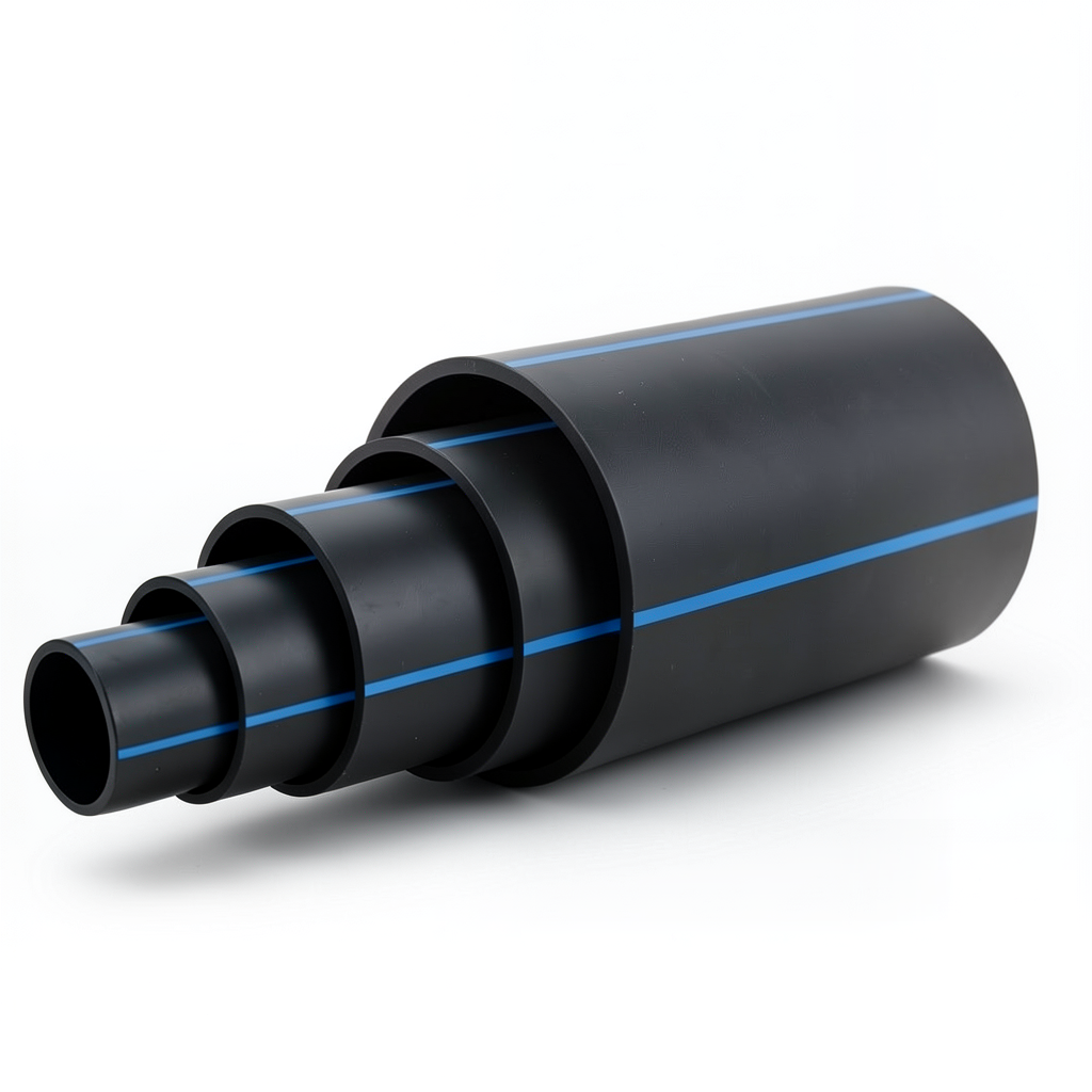 HDPE Pipe PN 3.1 Bar PE 80 Outside Diameter 400 mm SDR 33 Black with Blue Stripes