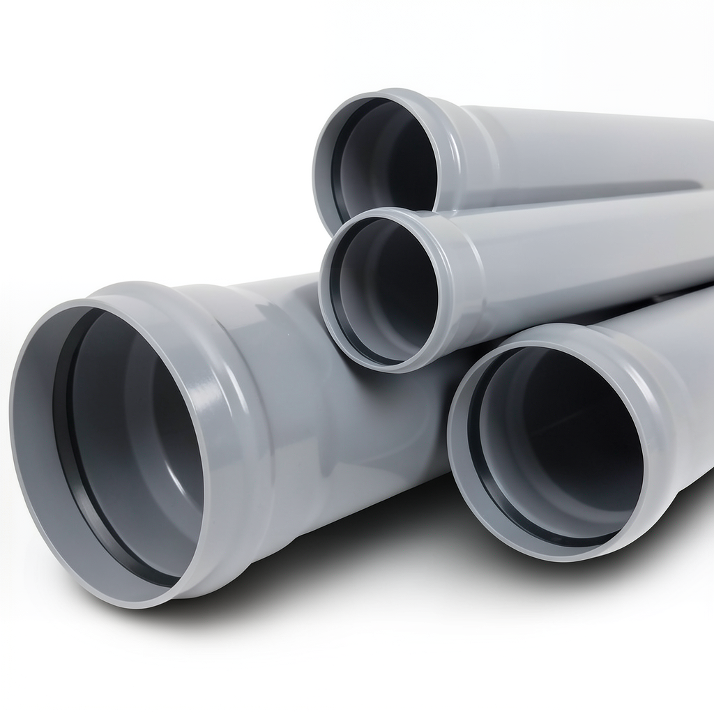 UPVC Plastic Pipe Underground Sewerage SDR 34 Size 110 mm Thickness 3.8 mm Gray