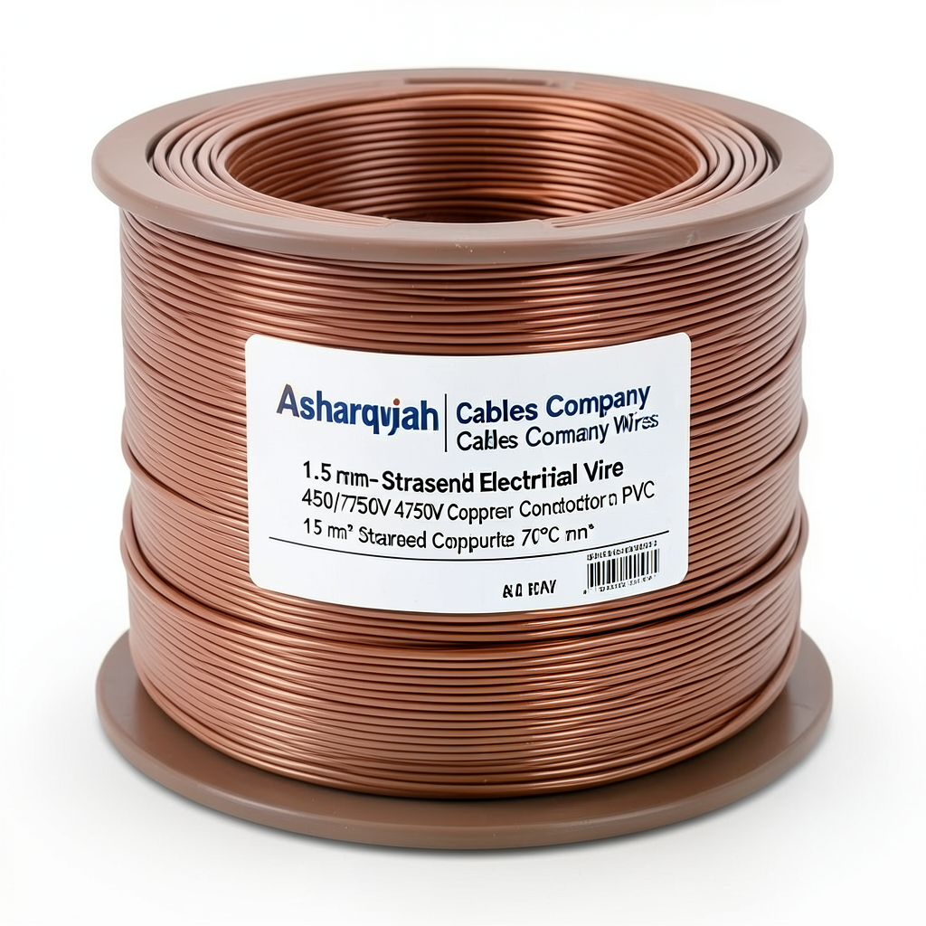 1.5 mm² Stranded Electrical Wire 450/750V Copper Conductor PVC 70°C Brown | Asharqiyah Cables Company for Industry