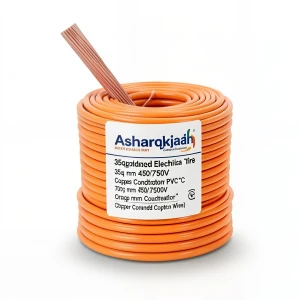 35sq mm Stranded Electrical Wire, 450/750V, Copper Conductor PVC 70°C Insulation, Orange | Asharqiyah Cables Company for Industry