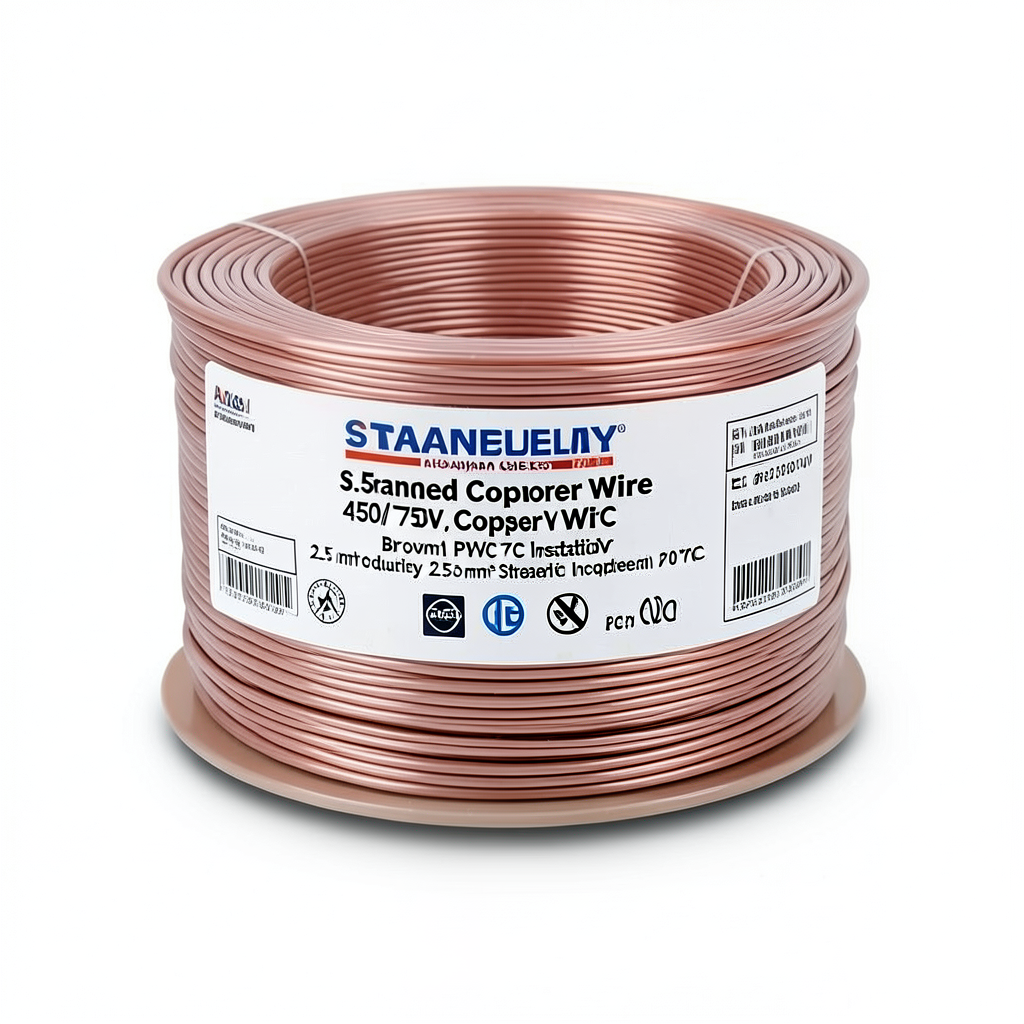 سلك كهرباء مجدول 2.5 مم²، 450/750 فولت، عزل PVC 70°C، لون بني | شركة كابلات الشرقية للصناعة