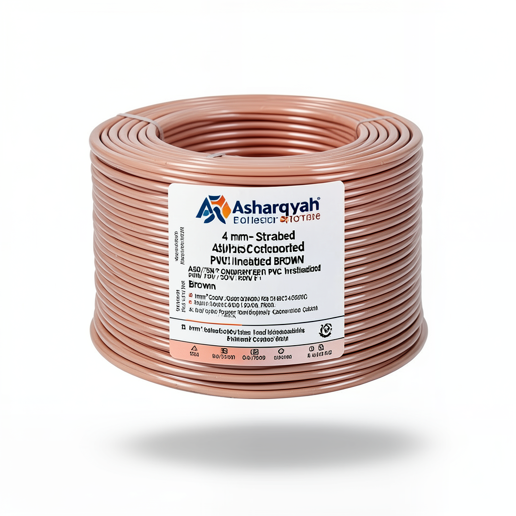 4 mm² Stranded Electrical Wire 450/750V Copper Conductor PVC Insulated Brown | Asharqiyah Cables Company for Industry