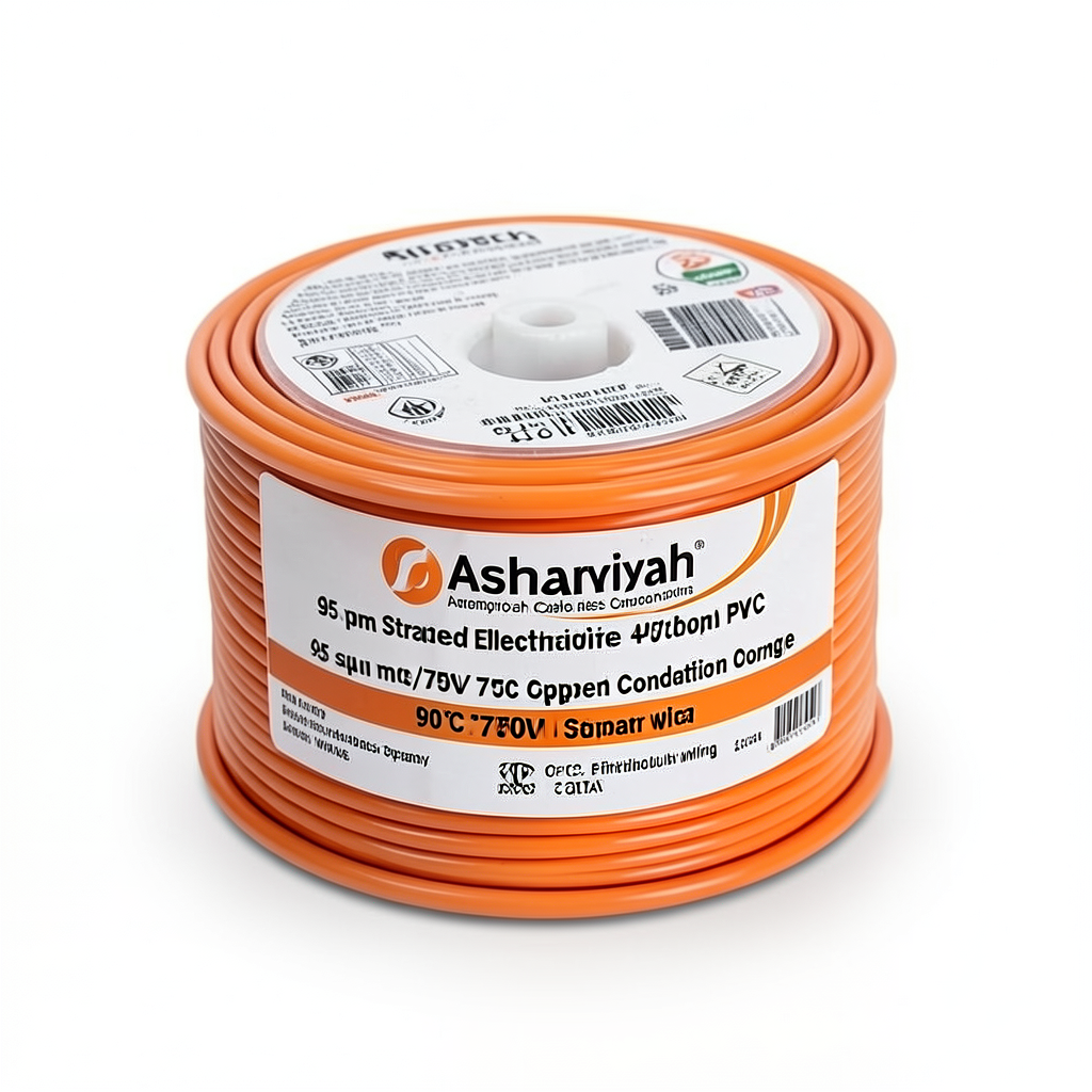 سلك كهرباء مجدول 95 مل 450/750 فولت، موصل نحاس عزل PVC 70°C لون برتقالي | شركة كابلات الشرقية للصناعة