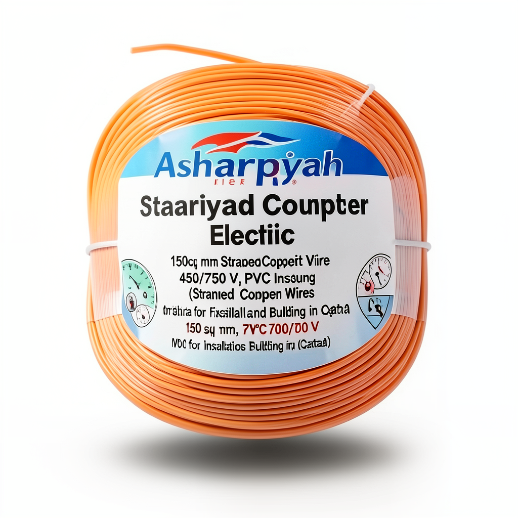 سلك كهرباء مجدول نحاس 150 مم2 450/750 فولت، عزل PVC 70°C، لون برتقالي | شركة كابلات الشرقية للصناعة