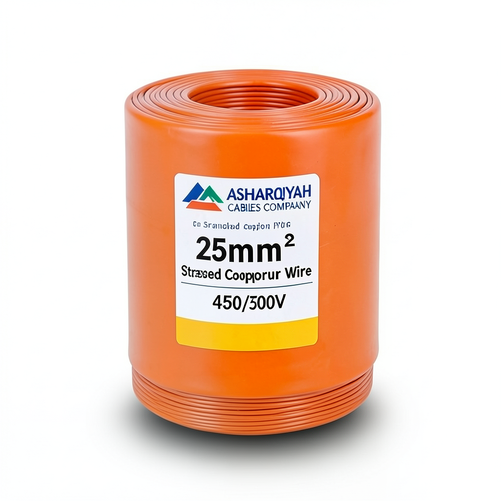 سلك مجدول نحاس 25 مم 450/750 فولت، معزول PVC 70°C، لون برتقالي | شركة كابلات الشرقية للصناعة