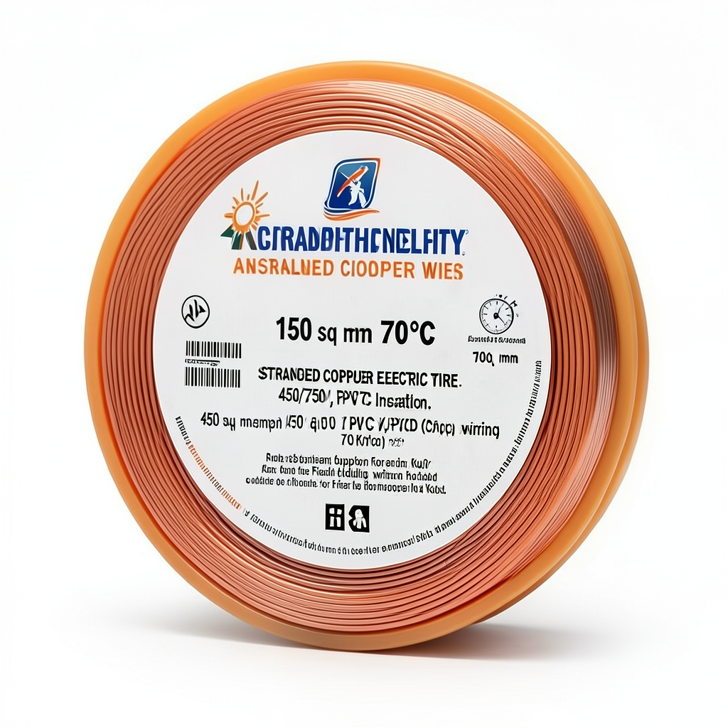 سلك كهرباء مجدول نحاس 150 مم2 450/750 فولت، عزل PVC 70°C، لون برتقالي | شركة كابلات الشرقية للصناعة
