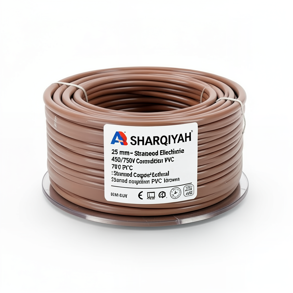 سلك كهرباء مجدول 25 مم² 450/750 فولت موصل نحاس عزل PVC 70°C بني | شركة كابلات الشرقية للصناعة