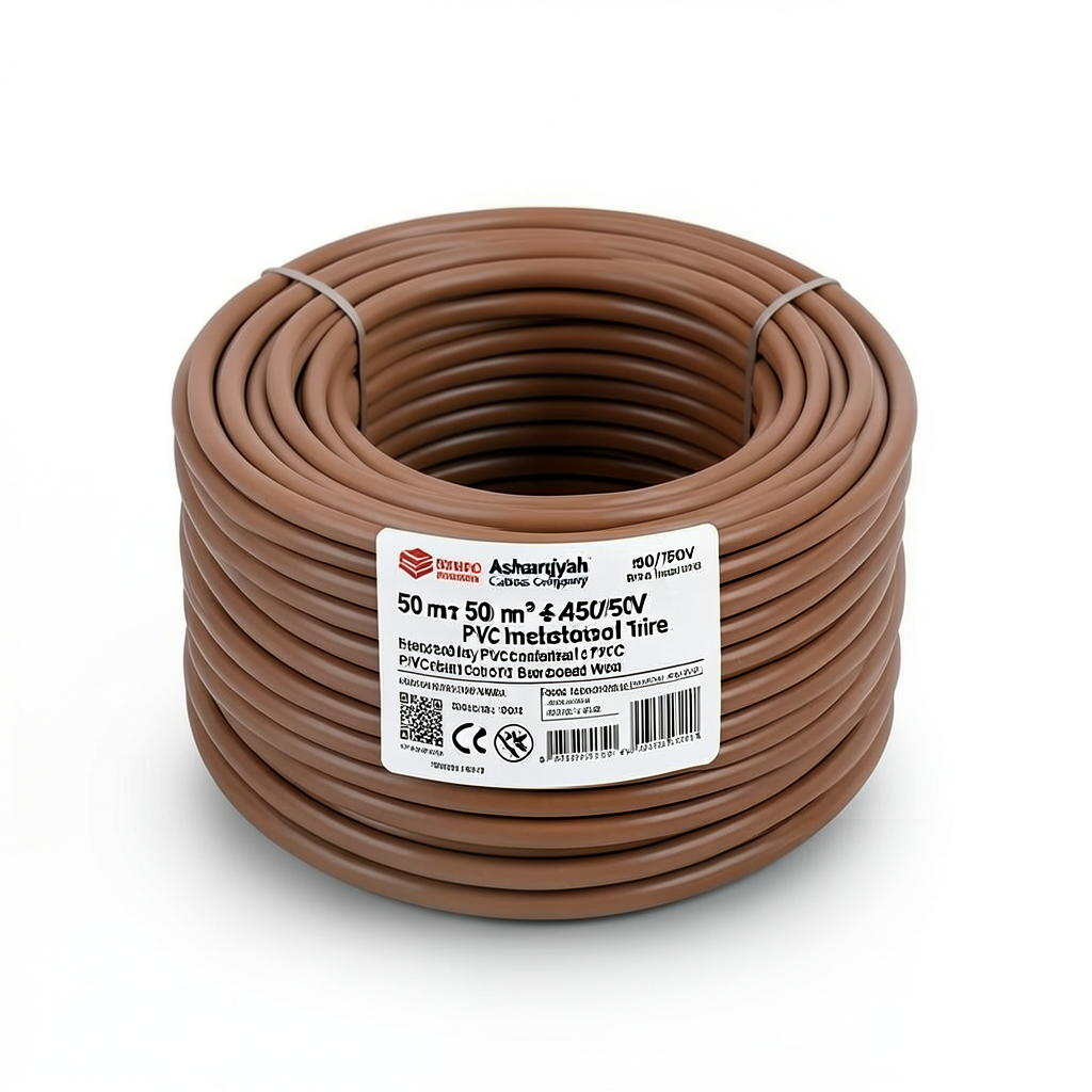 50 mm² Stranded Copper Electrical Wire, 450/750V, PVC Insulated 70°C, Brown | Asharqiyah Cables Company for Industry