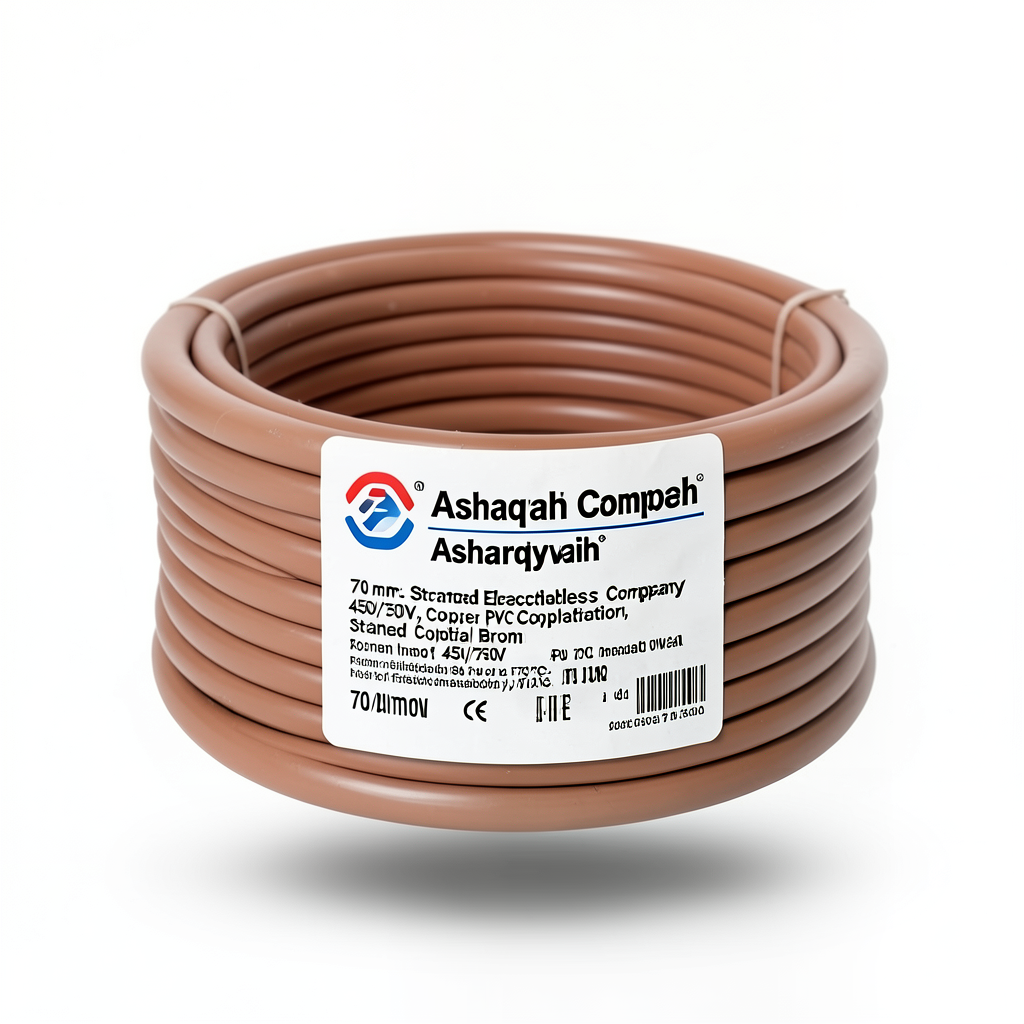سلك كهرباء مجدول 70 مم² 450/750 فولت، موصل نحاس، عزل PVC 70°C، لون بني | شركة كابلات الشرقية للصناعة